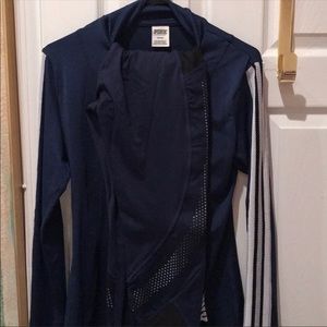 Pink two piece outfit.